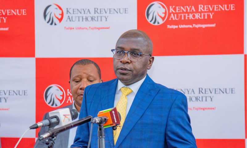 Kenya Revenue Authority (KRA) Commissioner General Humphrey Wattanga during a press conference