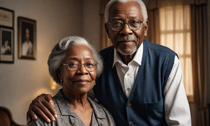 An AI-generated image of an elderly couple