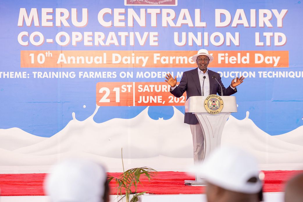 President William Ruto at the 10th Annual Dairy Farmers Field Day at the Meru ASK Showground