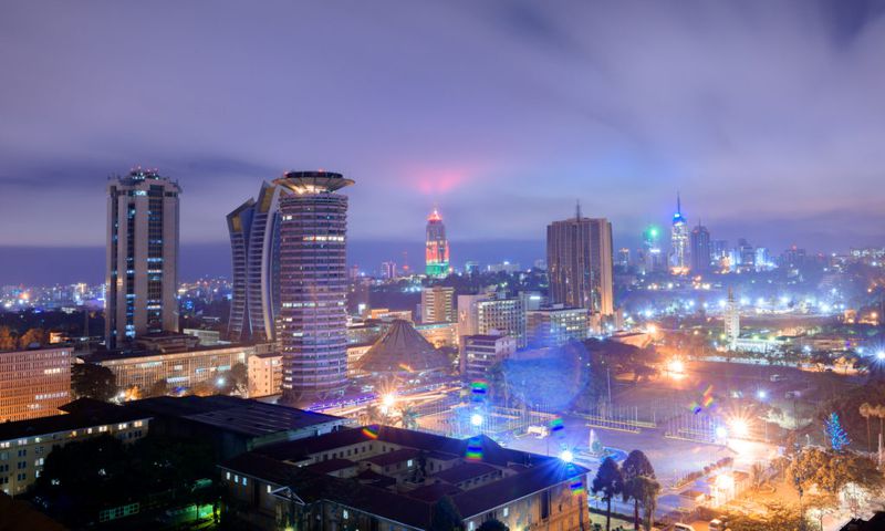 Nairobi city skyline at night