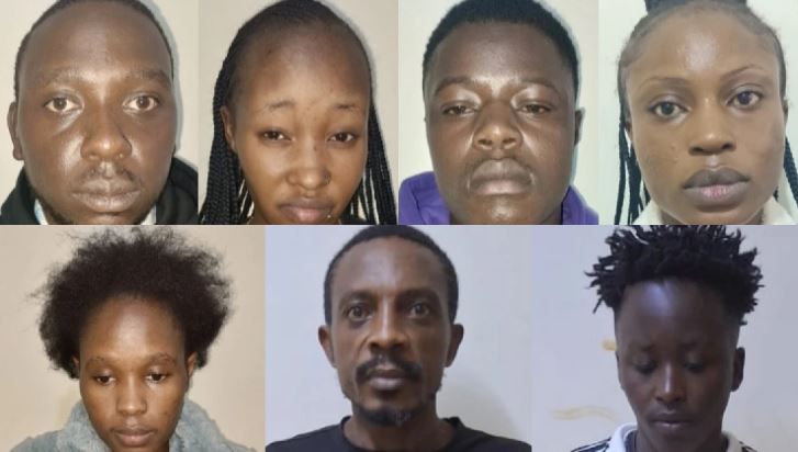 A collage of the seven suspects arrested by DCI.