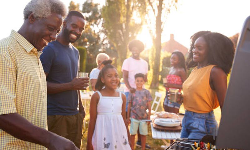 A family grilling together