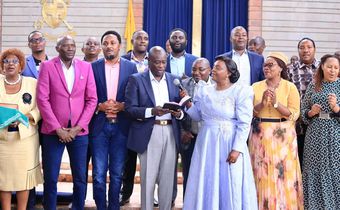 Former Deputy President Rigathi Gachagua and his allies at a past church service.