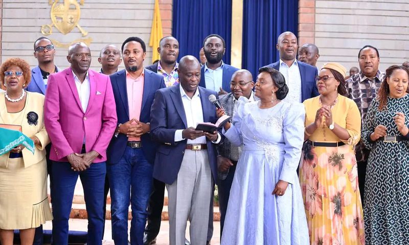 Former Deputy President Rigathi Gachagua and his allies at a past church service.