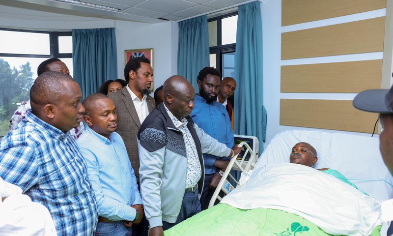 Former DP Rigathi Gachagua visits Juja Member of Parliament George Koimburi in hospital