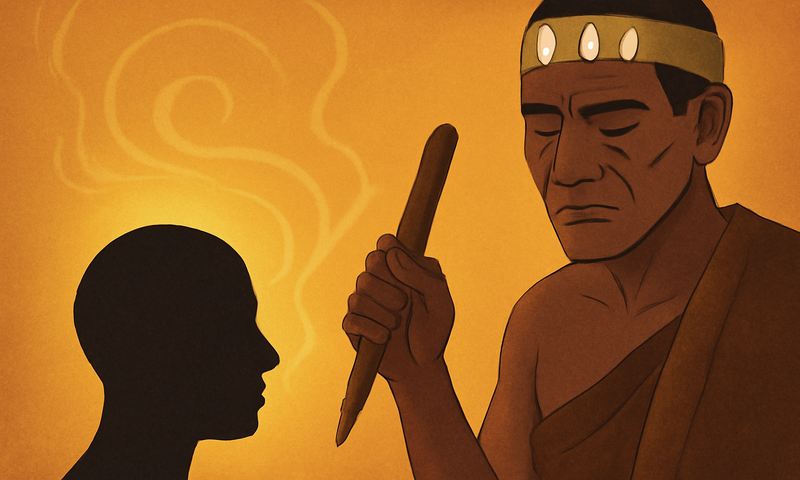 Illustration of a traditional African healer