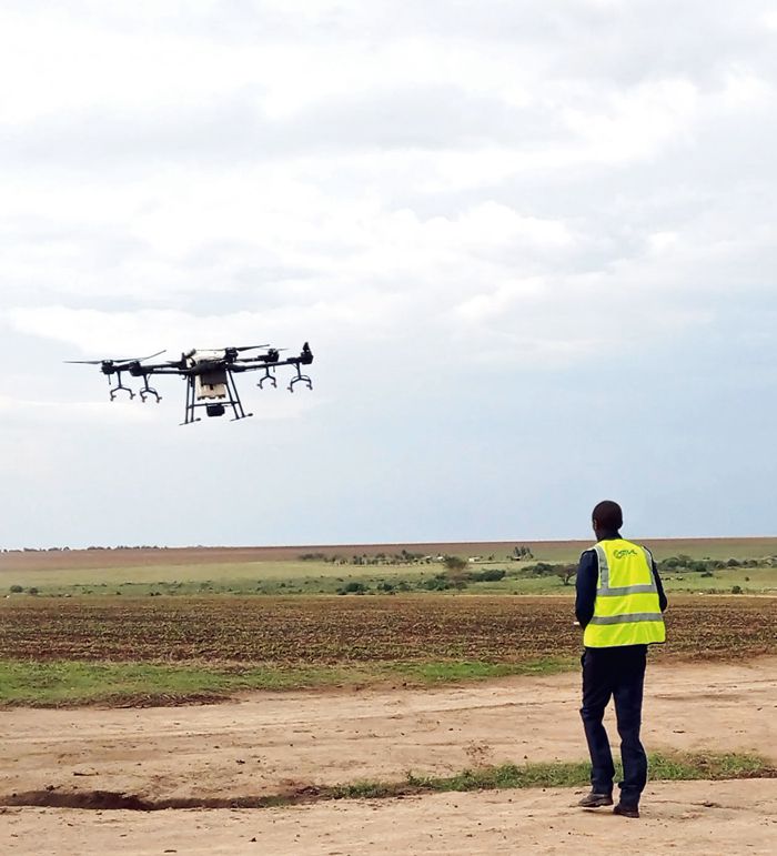 Man flying drone