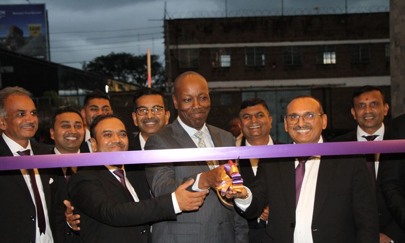Trade CS Lee Kinyanjui during the launch of Purple Tower in Nairobi