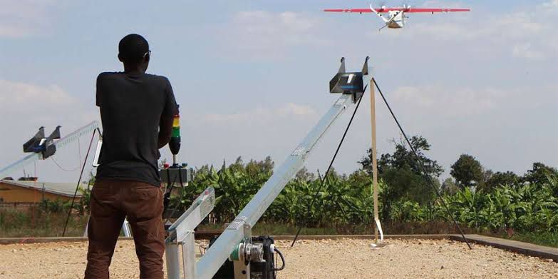 Man flying big drone