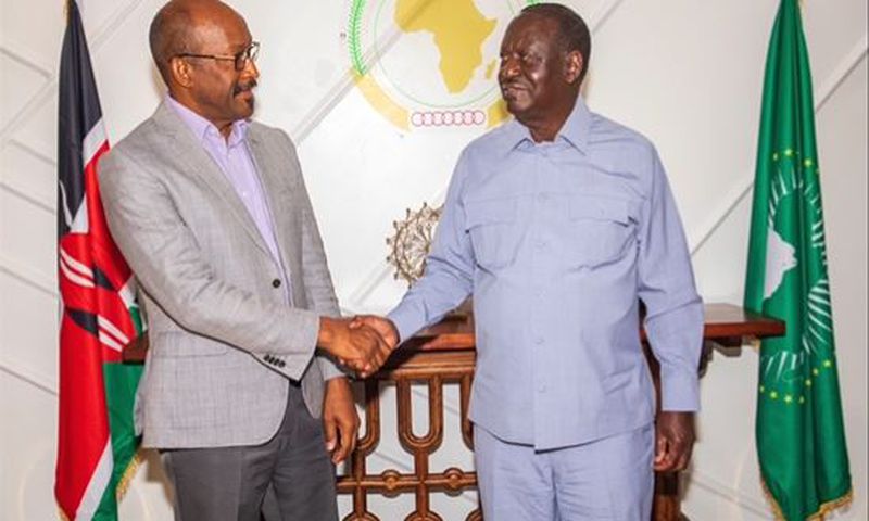 Raila Odinga addressing the press on Saturday, November 30, 2024 shortly after securing the endorsement of former Seychelles Vice President Vincent Meriton who quit the African Union Commission Chairmanship race