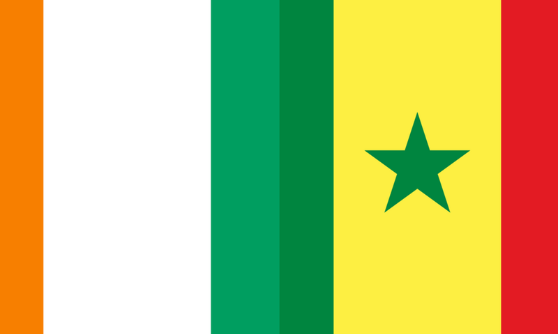 Drapeau de Côte D'ivoire et Drapeau du Sénégal