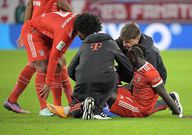 Sadio Mane attended to on the pitch after getting injured playing for Bayern Munich