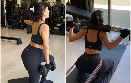 Kim Kardashian took to Instagram Sunday morning to share her 5-step weight-based workout routine.Kim Kardashian/Instagram