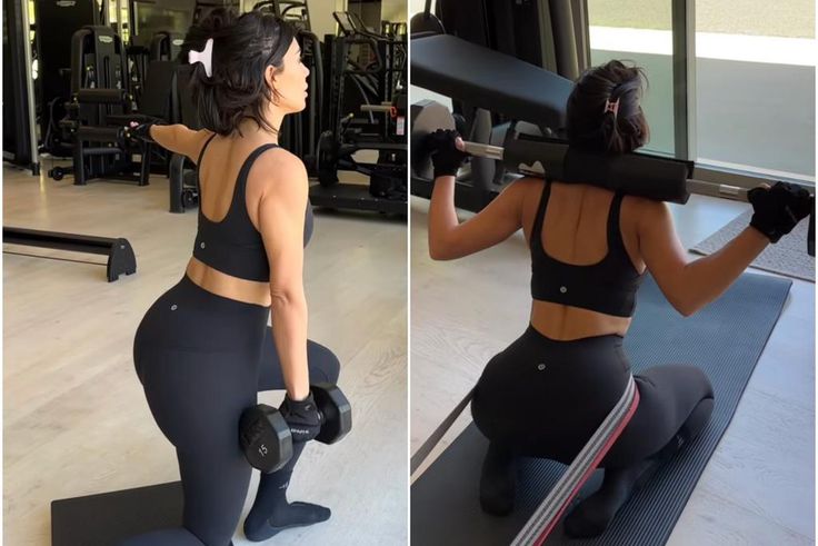 Kim Kardashian took to Instagram Sunday morning to share her 5-step weight-based workout routine.Kim Kardashian/Instagram