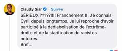 Le commentaire de Claudy Siar sous la photo/Claudy Siar