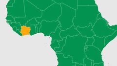 La Côte d'Ivoire sur la carte de l'Afrique