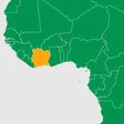 La Côte d'Ivoire sur la carte de l'Afrique