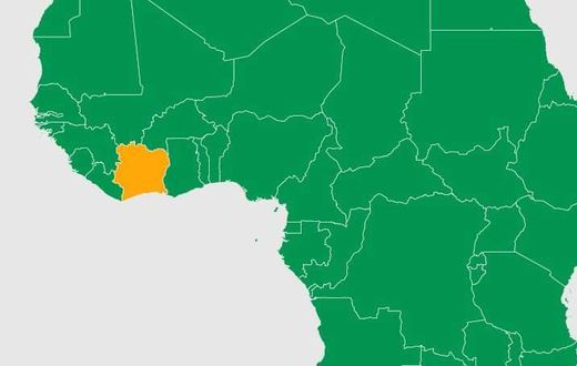 La Côte d'Ivoire sur la carte de l'Afrique
