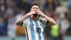 Lionel Messi blows a kiss to the Argentina fans after yet another stunning performance
