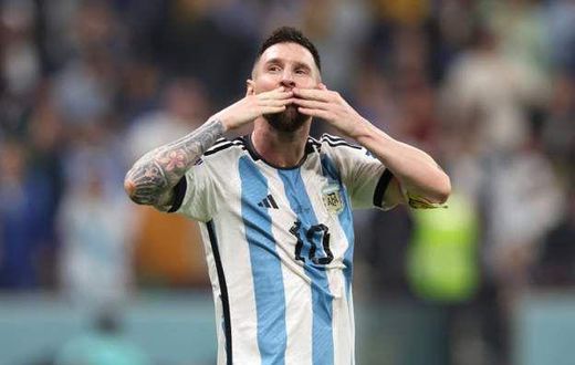 Lionel Messi blows a kiss to the Argentina fans after yet another stunning performance