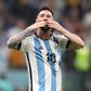 Lionel Messi blows a kiss to the Argentina fans after yet another stunning performance