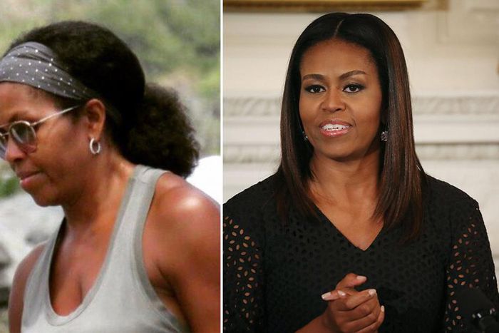 Michelle Obama aperçue avec ses cheveux naturels - The Daily Mail
