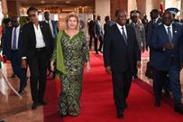 Dominique Ouattara à la cérémonie d'Angela Merkel à Yamoussoukro