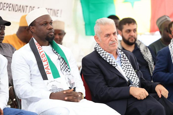 ousmane sonko à la manifestation Palestine