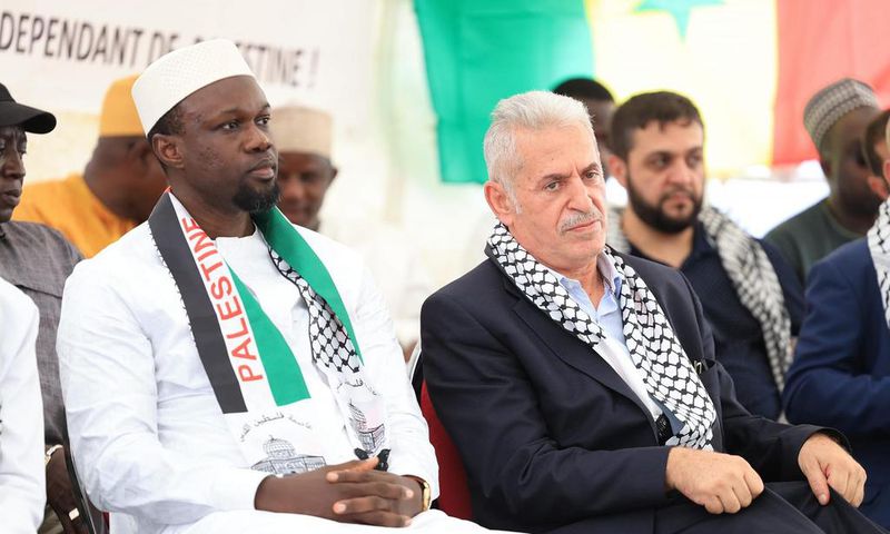 ousmane sonko à la manifestation Palestine