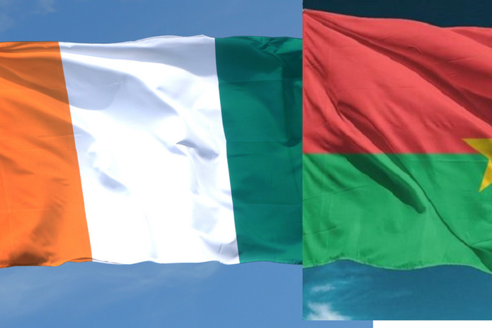 Les drapeaux ivoirien et burkinabé