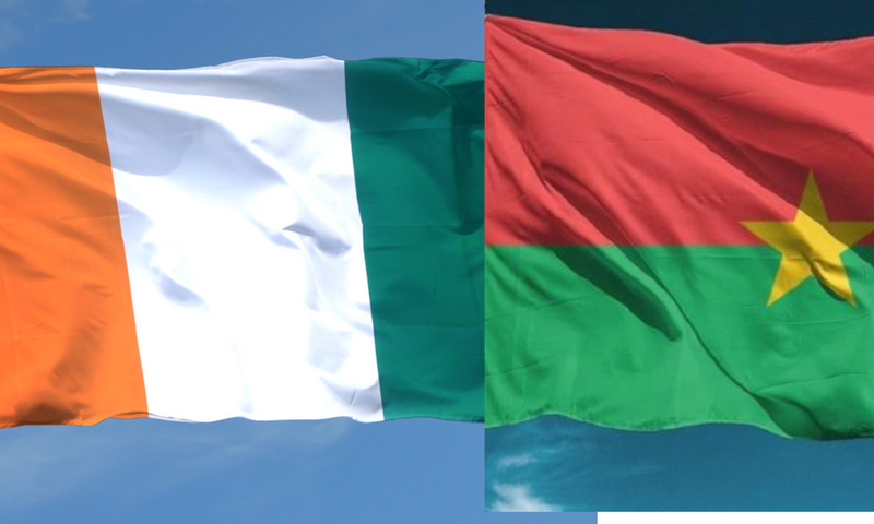 Les drapeaux ivoirien et burkinabé