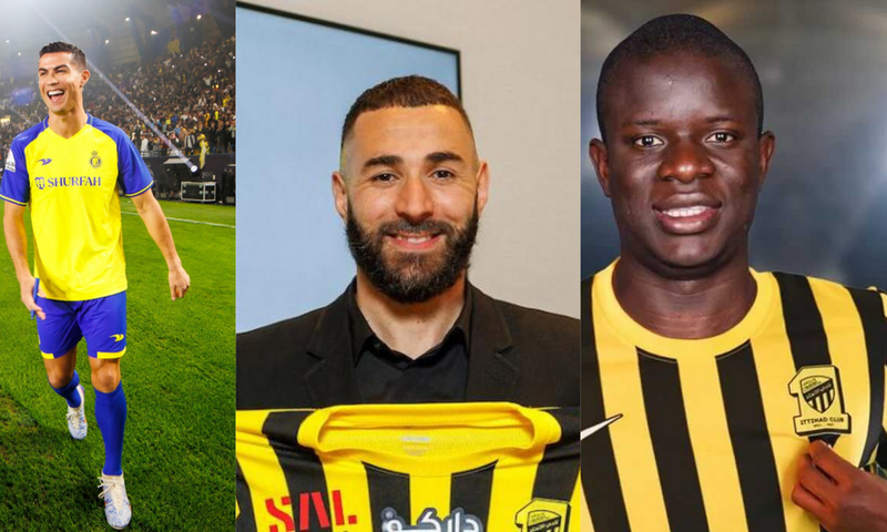 Cristiano Ronaldo, Karim Benzema et N'golo Kanté