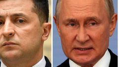 Ukrainian President Volodymyr Zelenskyy; Russian President Vladimir Putin.BERTRAND GUAY/AFP via Getty Images; Contributor/Getty Images