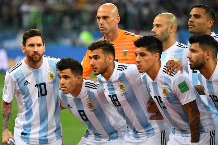 Lionel Messi avec ses coéquipiers avant le match contre la Croatie