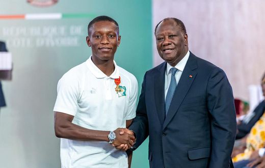 Max Gradel et le Président Alassane Ouattara