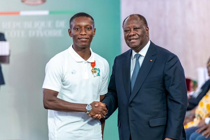 Max Gradel et le Président Alassane Ouattara