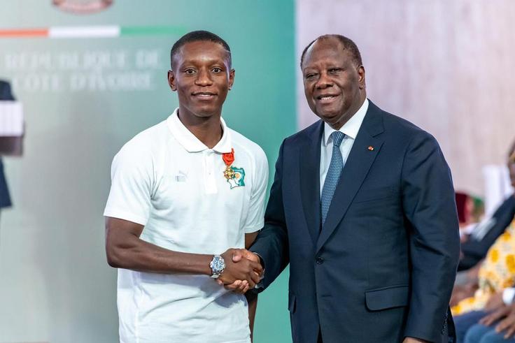Max Gradel et le Président Alassane Ouattara