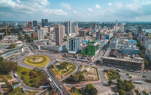 Vue aérienne du quartier d’affaires du Plateau, à Abidjan