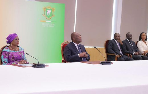 Le Président ivoirien, S.E.M. Alassane Ouattara et quelques membres de son gouvernement