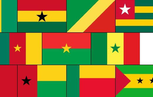De nombreux pays d'Afrique ont des drapeaux qui intègrent le vert, le jaune et le rouge