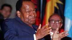 Felix Houphouët-Boigny, lors d'une cérémonie à l'Unesco en 1992, un an avant sa mort