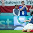 Olivier Giroud of team France celebrates after scoring first goal during the FIFA World Cup Qatar 2022 Round of 16 match between France and Poland at Al Thumama Stadium on December 4, 2022.