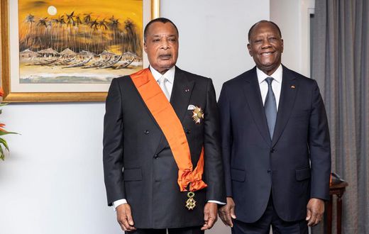 Le président ivoirien Alassane Ouattara et le président congolais Denis Sassou NGuesso