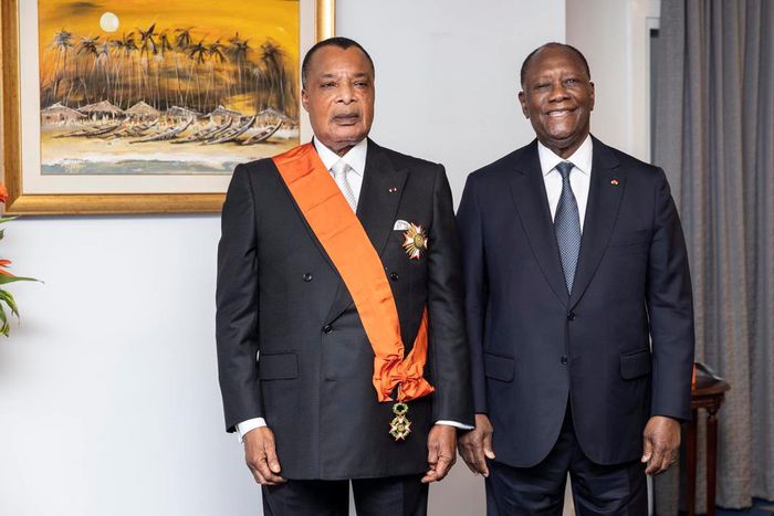 Le président ivoirien Alassane Ouattara et le président congolais Denis Sassou NGuesso