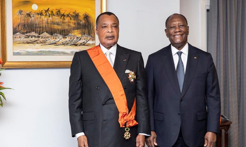 Le président ivoirien Alassane Ouattara et le président congolais Denis Sassou NGuesso