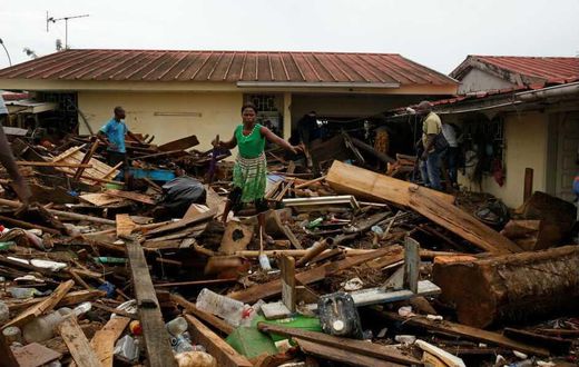 Maison détruite à cause de l'inondation à Abidjan