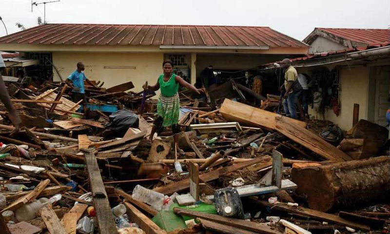 Maison détruite à cause de l'inondation à Abidjan