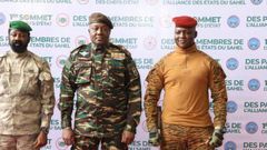 Le général Tiani, le colonel Goïta et le capitaine Traoré de l'AES