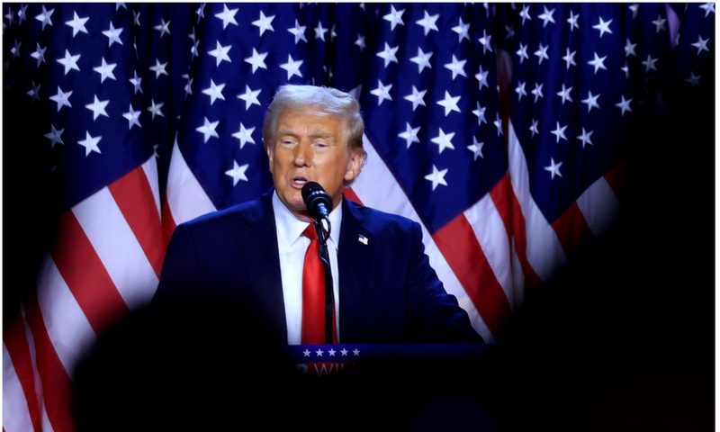 File photo: Republican presidential candidate Donald J. Trump addresses supporters at the Election Night watch party in West Palm Beach, Florida, USA, 06 November 2024. EPA/CRISTOBAL HERRERA-ULASHKEVICH