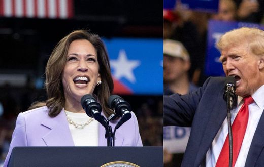 Kamala Harris and Donald Trump.RONDA CHURCHILL/AFP via Getty Images. NATALIE BEHRING/AFP via Getty Images.